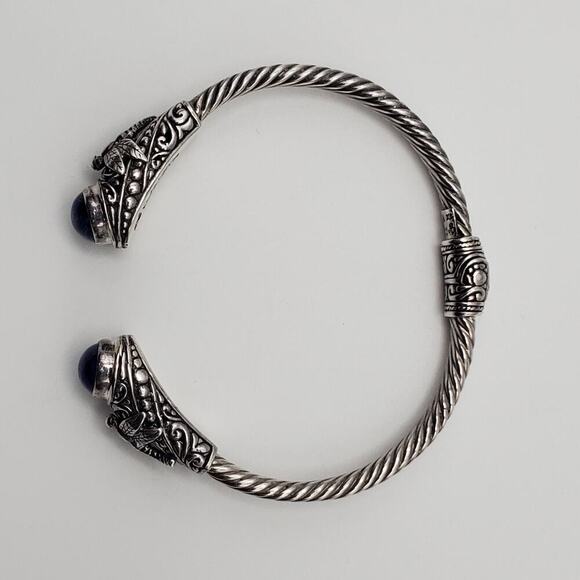 Lapis Bali-Style Dragonfly Cuff Bracelet in Sterling Silver and 18kt Yellow Gold - Picture 10 of 13